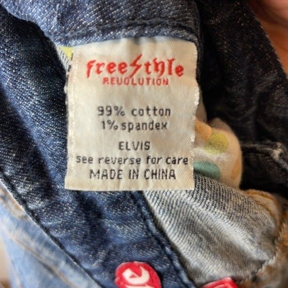 FreeStyle Revolution Elvis Capri Jeans Low Rise Blue Distressed Wash 7 Juniors - Picture 5 of 5